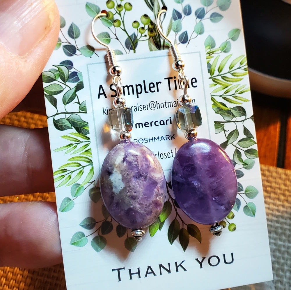 💥 Amethyst & Crystal Earrings